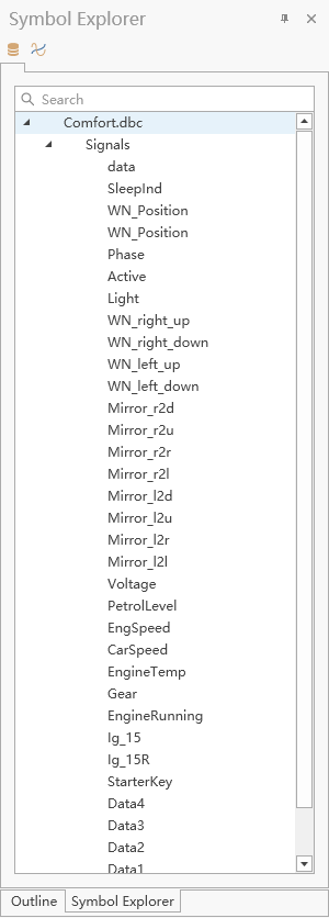 Panel Symbol Explorer - Signal