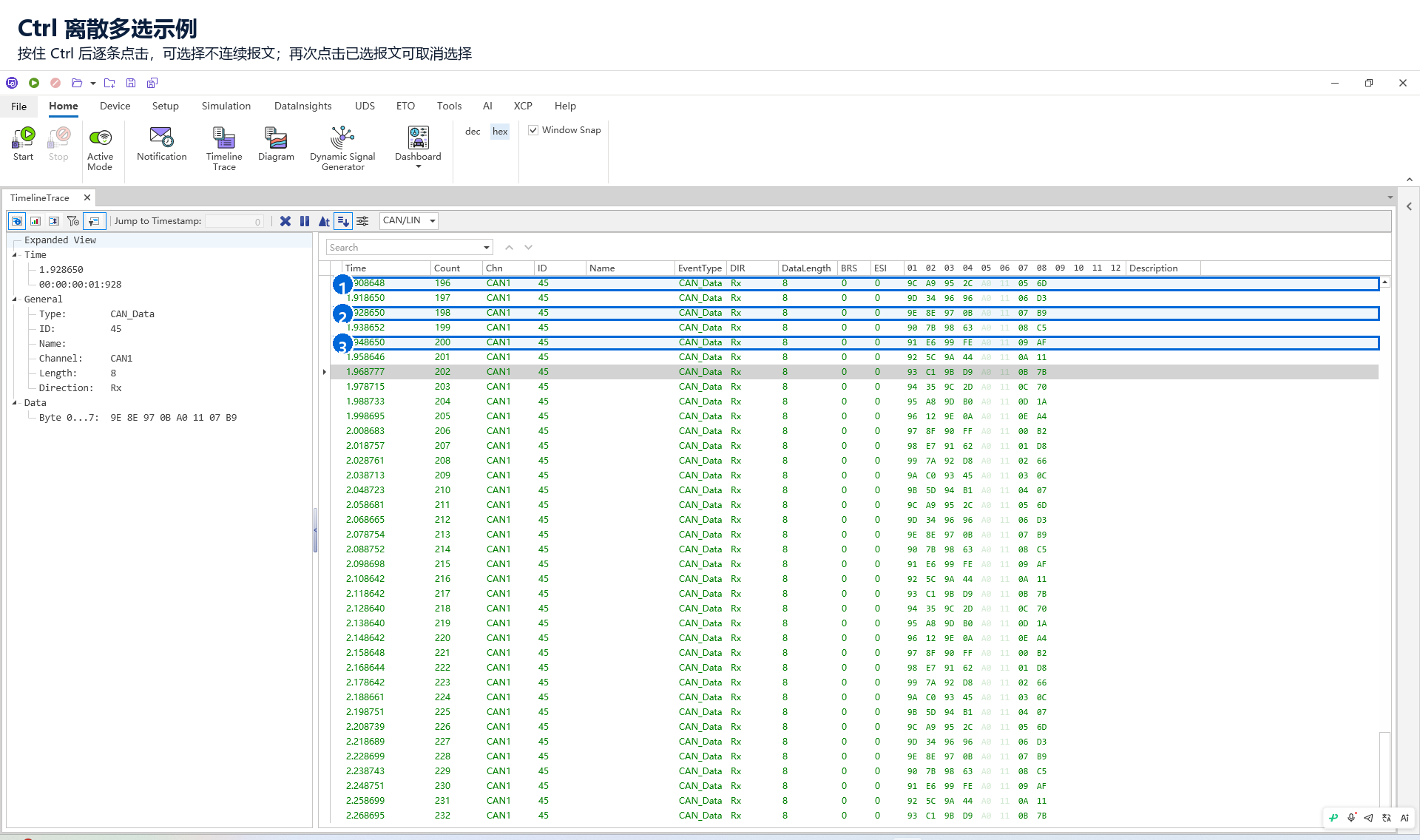 Ctrl Discrete Multiple Selection Example
